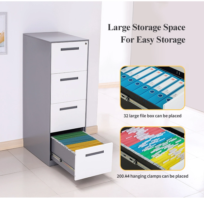 Customized Easy Assemble Office Steel Storage Lateral File Cabinet Vertical Metal 4 Drawer Filing Steel Cabinet