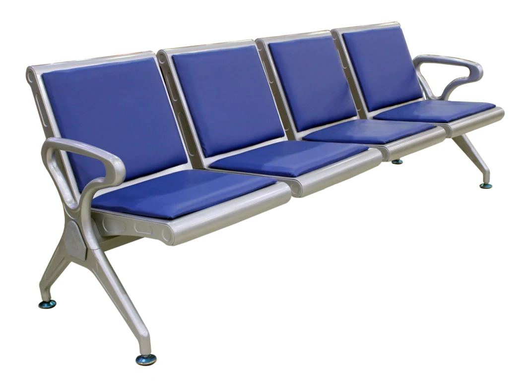 Factory Supply Stainless Steel Hospital Medical 4 Seats Padding Public Bus Station Airport Waiting Room Bench Chair Furniture with ISO