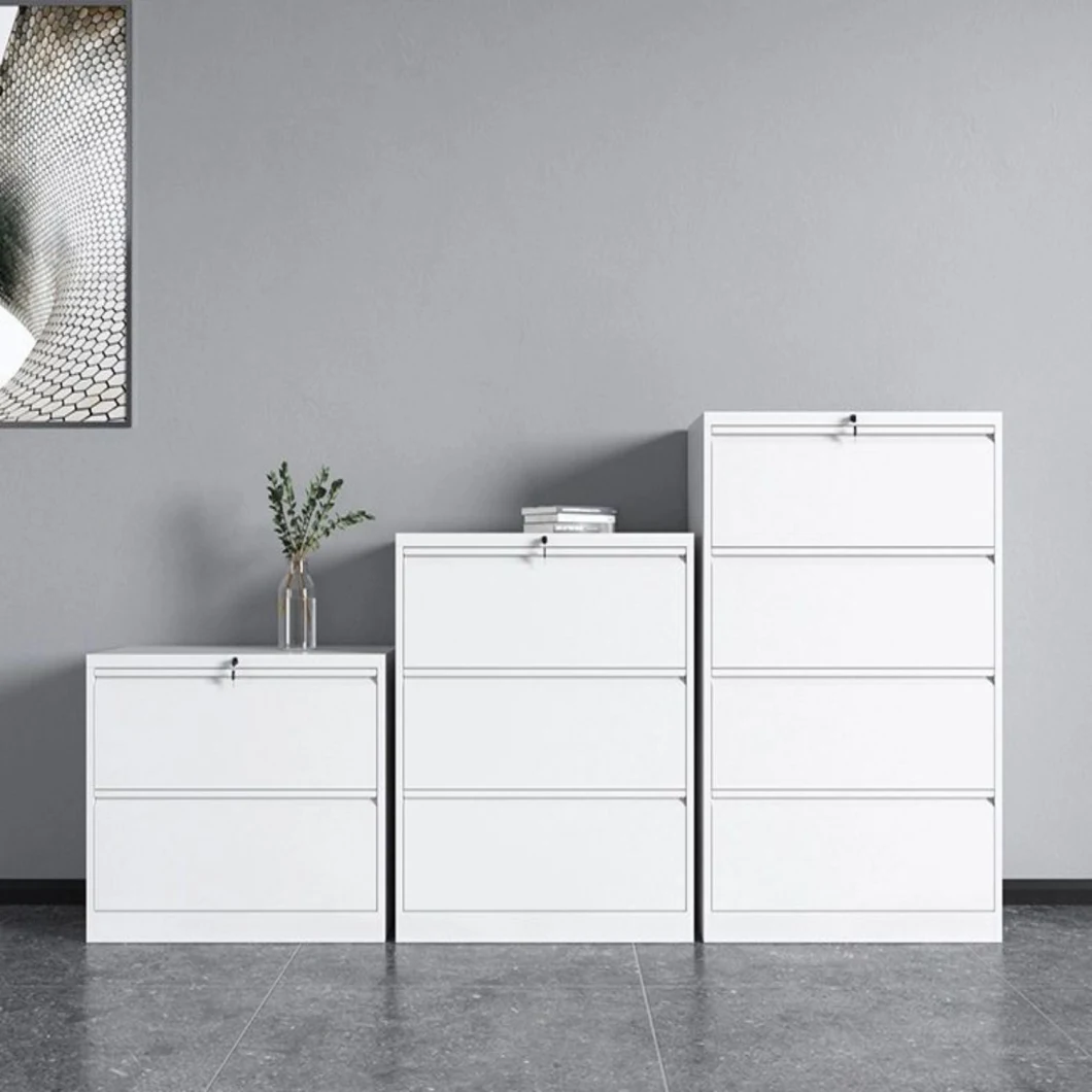 3 Drawers White Metal Lateral File Cabinet with Lock Filing Cabinet
