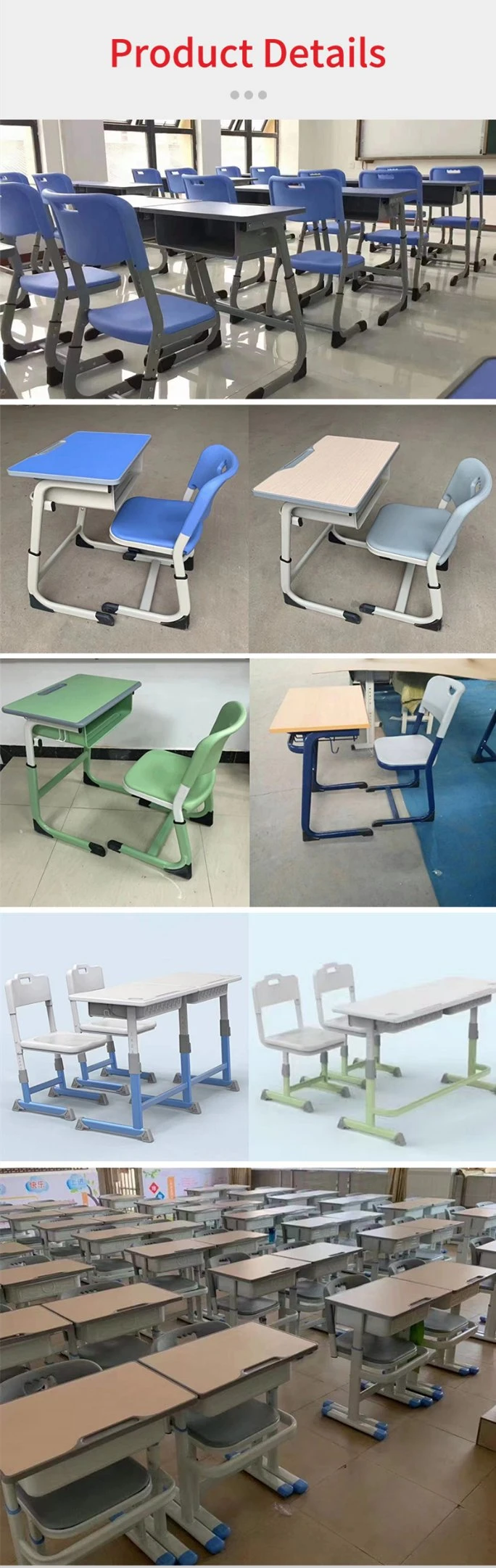 Single Metal Primary School Wood Desk and Chair