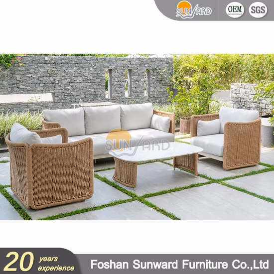 Outdoor PE Wicker Rattan Modern Chinese Garden Hotel Resort Villa Project Aluminum Customized Leisure Sofa Furniture