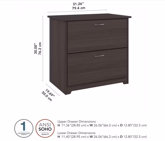 Wood Lateral Filing Cabinet for Letter A4 Files Printer Stand with Storage Cabinet