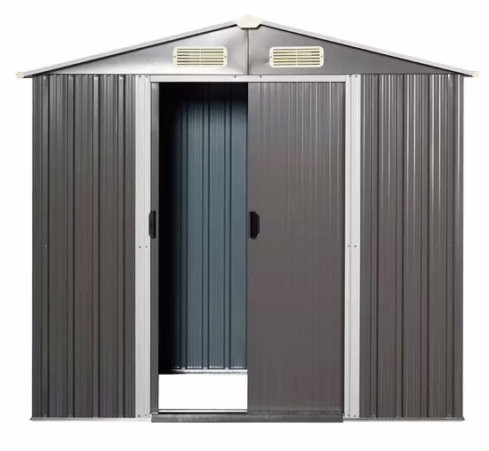 Outdoor Backyard Metal Storage Garden Shed for Utility Tool Storage, Sloped Flat Roof