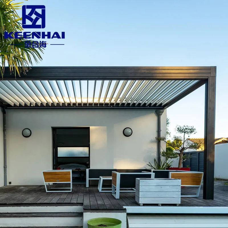 Luxury DIY Customized Automatic Waterproof Backyard Awning Patio Tent Motorized Sun Shade Electric Gazebo Outdoor SPA Modern Home Furniture Aluminum Pergola